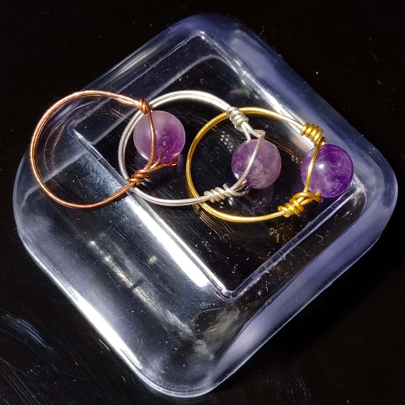 Dainty Gemstone Ring Boho Stacking Wire Ring Dainty Ring Wire Wrapped Ring Amethyst Beads Ring gift for her Amethyst ring Gift