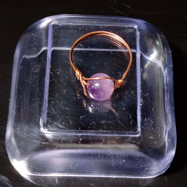Dainty Gemstone Ring Boho Stacking Wire Ring Dainty Ring Wire Wrapped Ring Amethyst Beads Ring gift for her Amethyst ring Gift