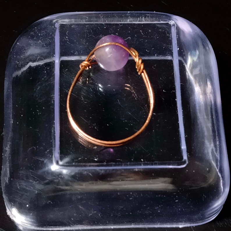 Dainty Gemstone Ring Boho Stacking Wire Ring Dainty Ring Wire Wrapped Ring Amethyst Beads Ring gift for her Amethyst ring Gift
