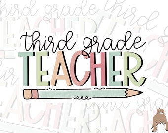 Third Grade Teacher Sticker: Waterproof Vinyl Decal