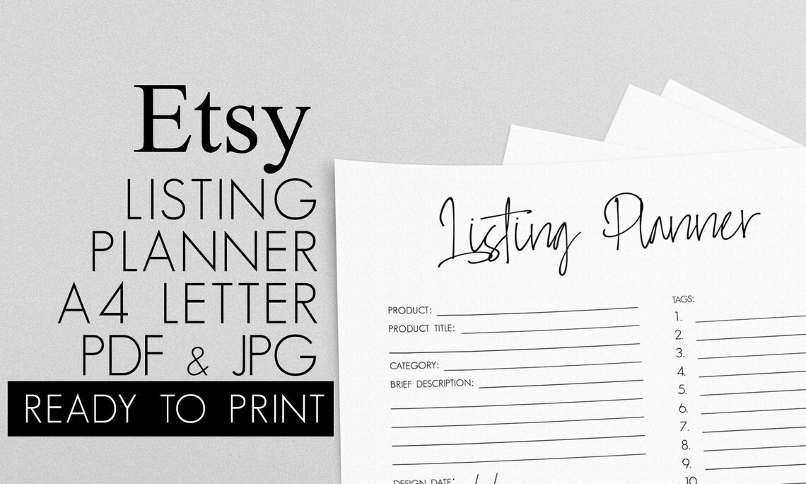 Listing Template Etsy Listing Printable Etsy SEO Planner | Etsy