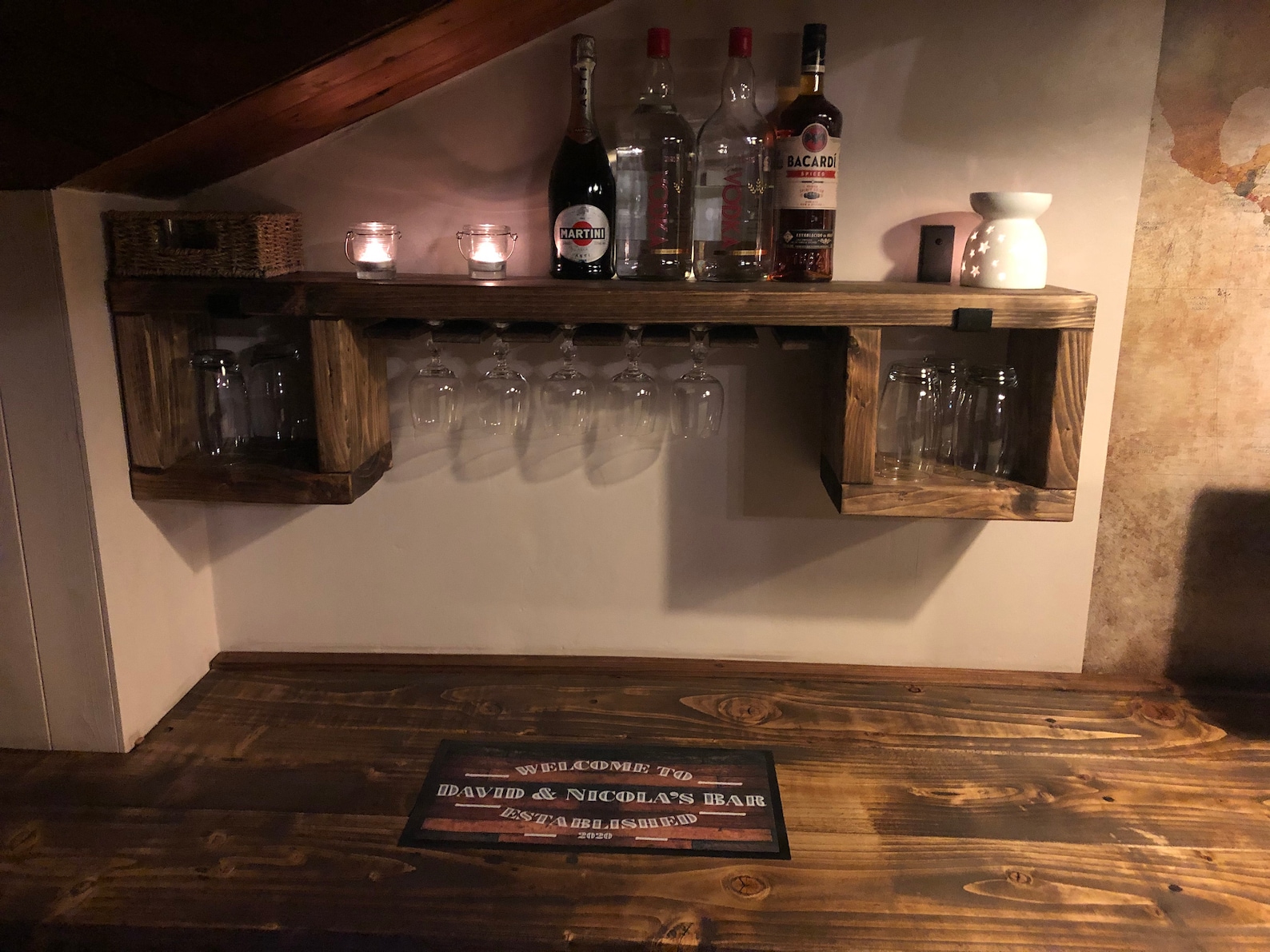 Solid Rustic Wood Bar/Kitchen Shelf L120cm H28cm W20cm Etsy