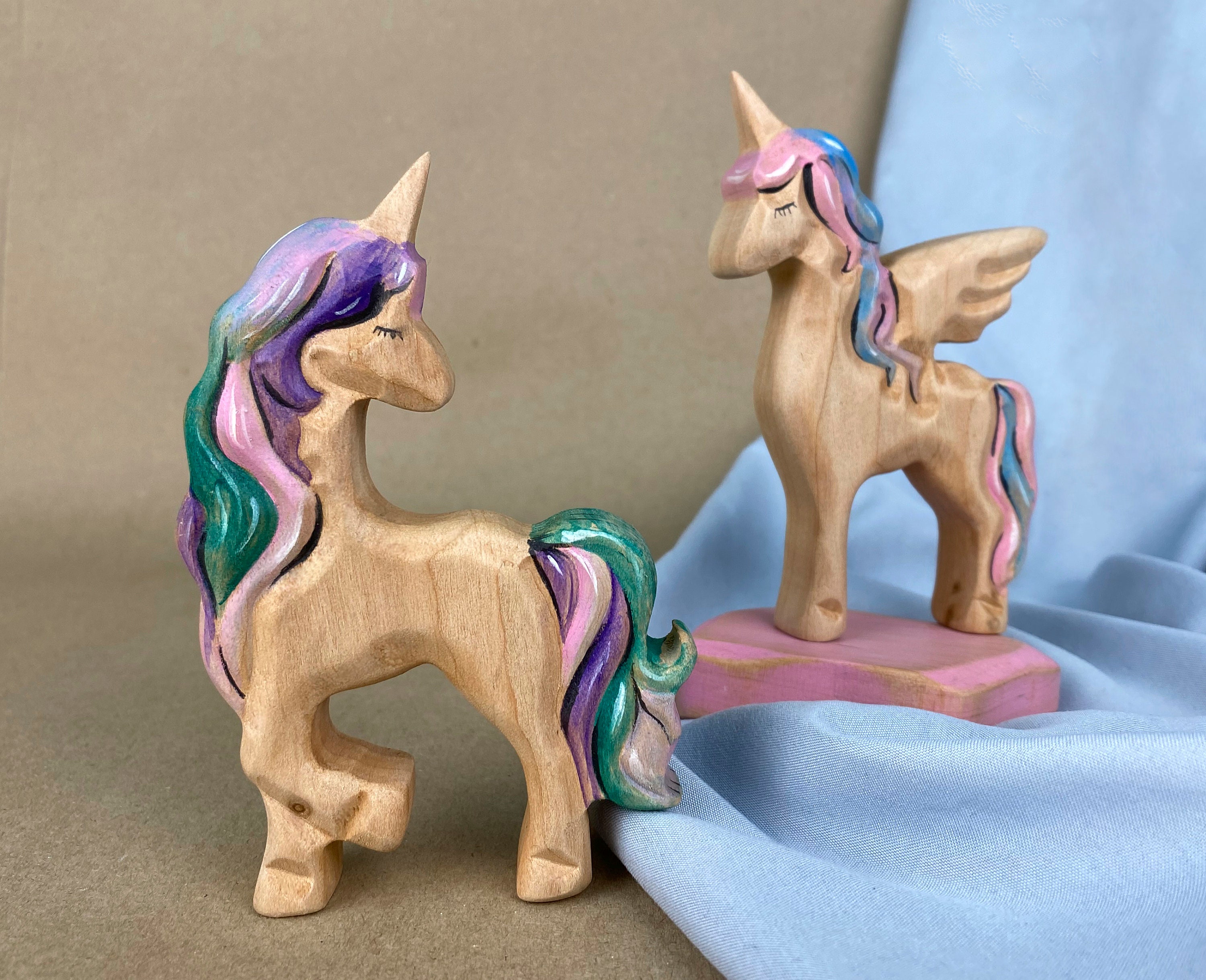 Unicorn ToyWooden Unicorn FigurineWooden DecorWaldorf Etsy