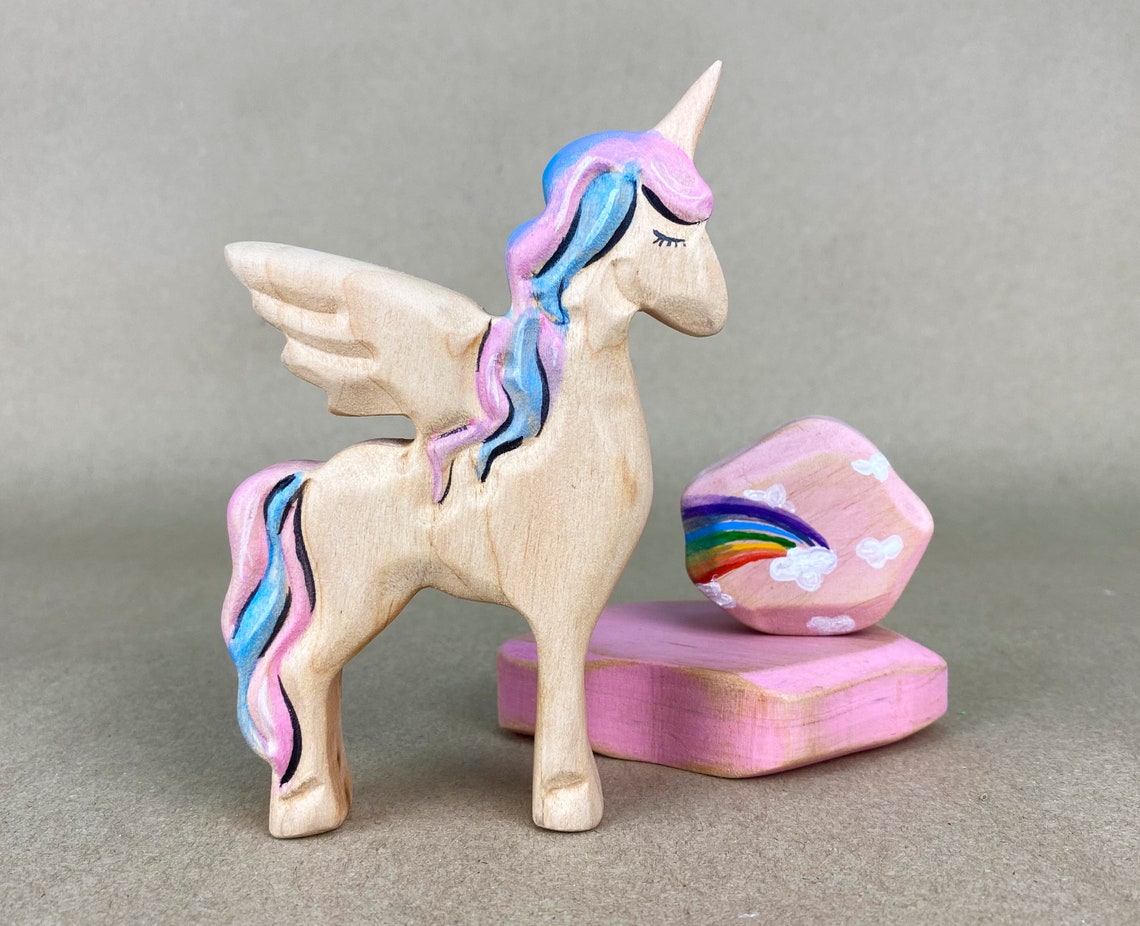 Unicorn ToyWooden Unicorn FigurineWooden DecorWaldorf Etsy