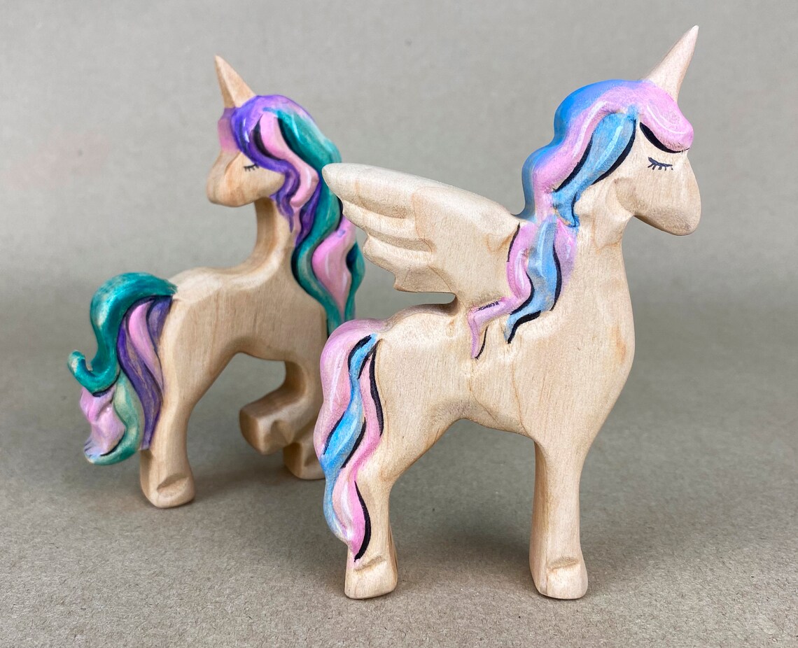 Unicorn ToyWooden Unicorn FigurineWooden DecorWaldorf Etsy