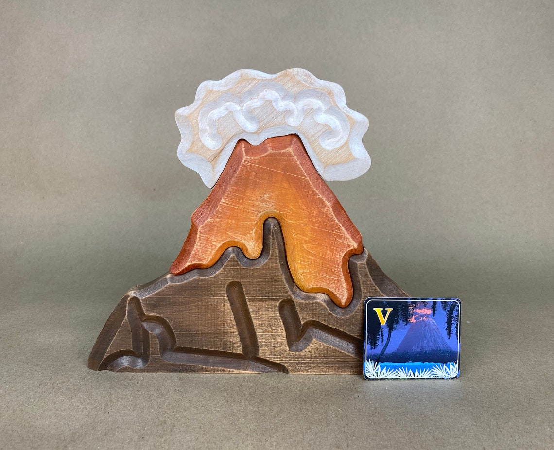 Big Volcano Wooden ToyVolcano ToyWaldorf Wood ToyHandmade Etsy