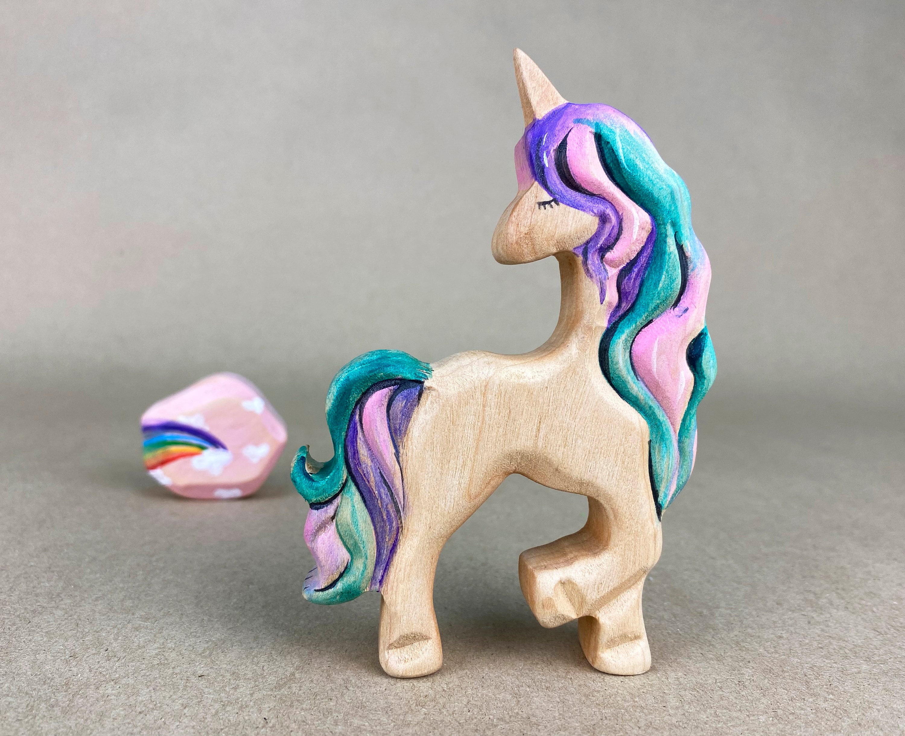 Unicorn ToyWooden Unicorn FigurineWooden DecorWaldorf Etsy
