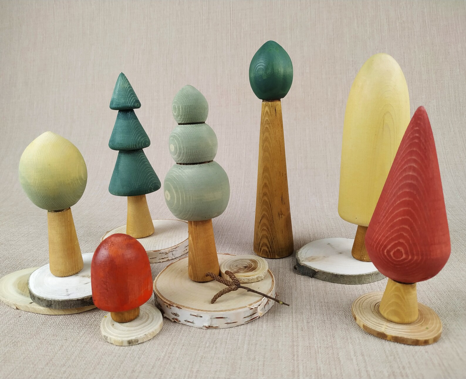 Wooden Toy Tree Set 7 pcs. Forest Set Woodland Tree Set Play Etsy