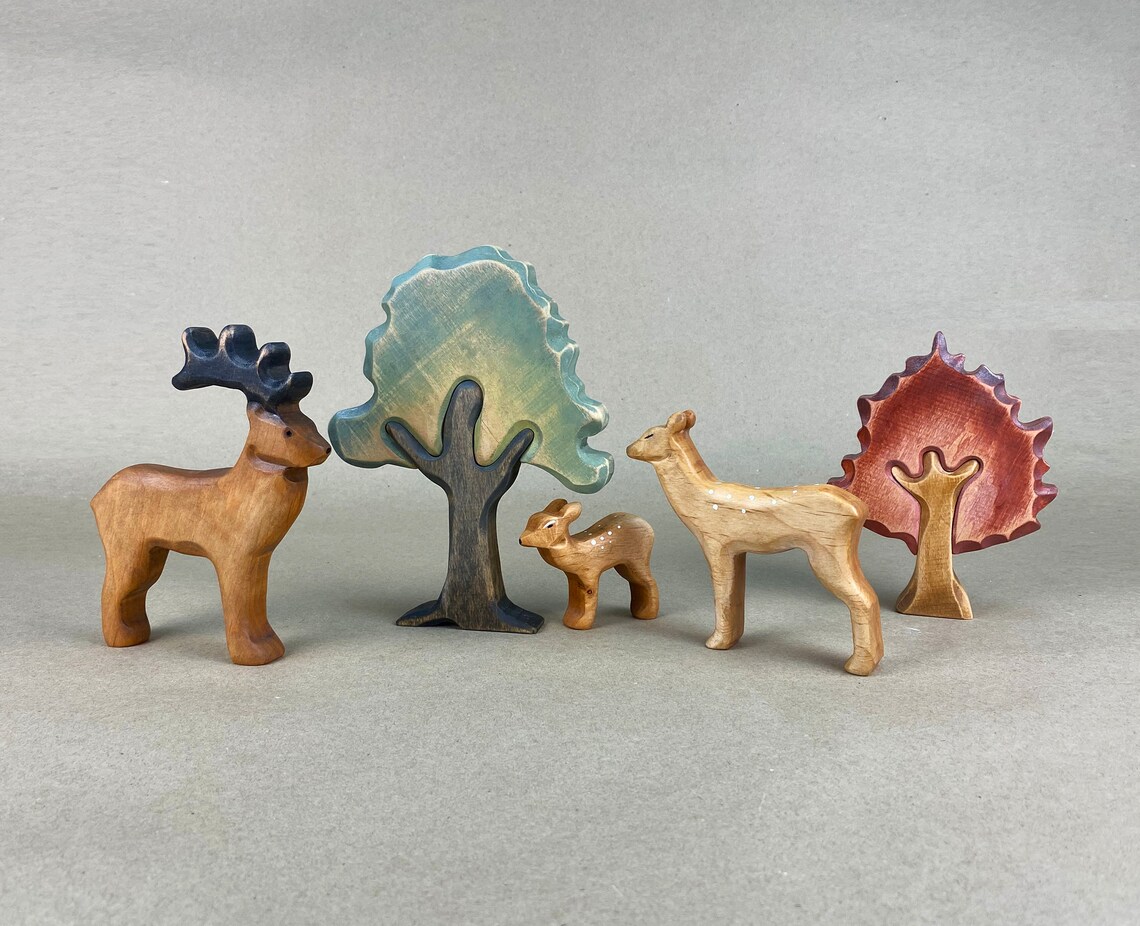 Wooden Stag Toydeer Toywooden Toy Animalswooden Deer Etsy