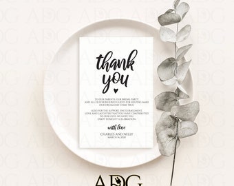 Wedding Thank You Note Custom and Personalized Printable | Fast Turnaround