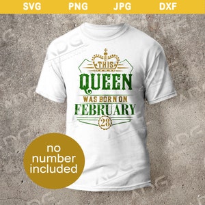 This Queen Was Born on February Aquarius Pisces Zodiac Sign Instant Digital SVG JPG PNG dxf