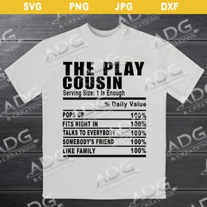 The Play Cousin Nutrition Facts Instant Digital JPG PNG SVG Download
