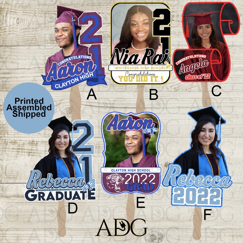 Custom Graduation Handheld Fans - Print or Assembled and Shipped | Quick Turnaround | Graduation 2022 | Multiple Designs 