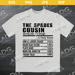 The Spades Cousin Nutrition Facts Instant Digital JPG PNG SVG Download