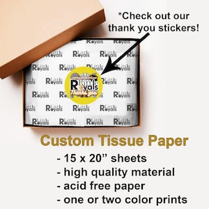 CUSTOM Tissue Paper, Personalized Tissue Paper, Custom Logo Tissue Paper,  Personalized Gift Tissue Paper, Branded Small Business Packaging 