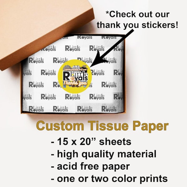 Custom Personalized Printed Logo Tissue Paper Gift Wrap Quantities of 10