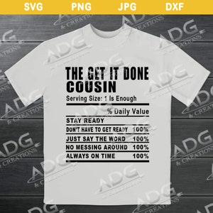 The Get It Done Cousin Nutrition Facts Instant Digital JPG PNG SVG Dxf Download