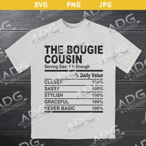 The Bougie Cousin Nutrition Facts Instant Digital JPG PNG SVG Download
