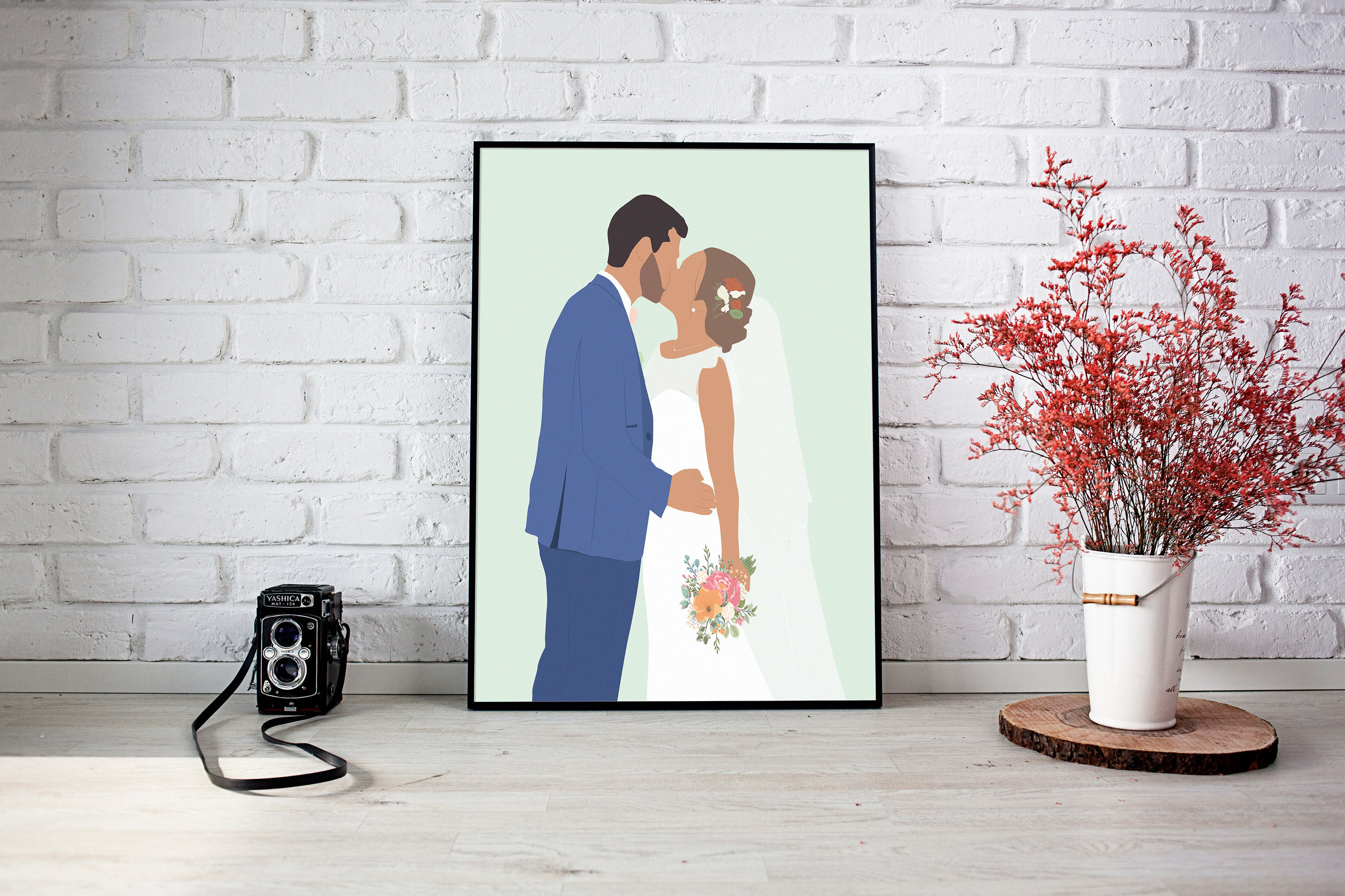 Illustration Personnalisée Minimaliste, Mia