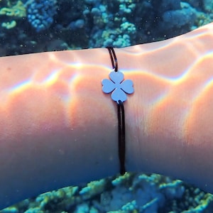 BRACELET FEUILLE DE TRÈFLE | carte cadeau personnalisée | quatre feuilles | bracelet d'amitié | bonne chance | bracelet résistant à l'eau