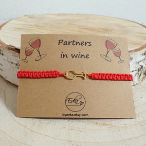 BRACELET WINE LOVER couleur or | cadeau personnalisé | bracelet d'amitié | verre à vin | soeurs aiment | résistant à l'eau | enterrement de vie de jeune fille