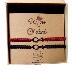 DEUX BRACELETS À VIN noirs | carte cadeau personnalisée | mariée de l'équipe | verre à vin | vin ensemble | pour deux | enterrement de vie de jeune fille