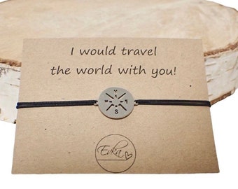 COMPASS FOR TRAVELER | traveling bracelet | personalized gift card | world | travelling | travel the world | water resistant