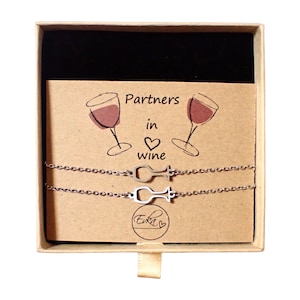 SET van twee WIJNGRMBANDEN | gepersonaliseerde cadeaukaart | vriendschapsarmband | wijnglas | Sister Love-armband | voor twee