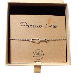 PROSECCO LOVER ARMBAND | gepersonaliseerde cadeaukaart | vriendschapsarmband | prosecco-wijnglas | champagneliefhebber | waterbestendig