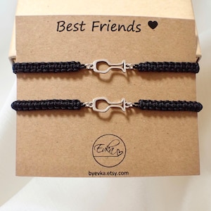 SET van twee WIJNGRMBANDEN | gepersonaliseerde cadeaukaart | vriendschapsarmband | wijnglas | Sister Love-armband | voor twee
