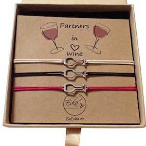 TRE BRACCIALETTI DA VINO / carta regalo personalizzata / set / calice da vino / vino insieme / set per tre / partner nel vino