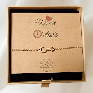 BRACELET AMOUREUX DE VIN | cadeau personnalisé | bracelet d'amitié | verre à vin | couleur or | résistant à l'eau | enterrement de vie de jeune fille