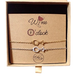 SET van twee WIJNGRMBANDEN | gepersonaliseerde cadeaukaart | vriendschapsarmband | wijnglas | Sister Love-armband | voor twee