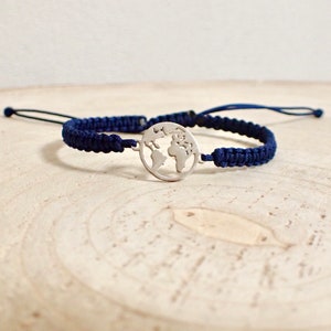 BRACCIALE PER VIAGGIATORE / Macrame / Carta regalo personalizzata / Mondo / Pianeta Terra / Viaggia per il mondo / braccialetto resistente all'acqua