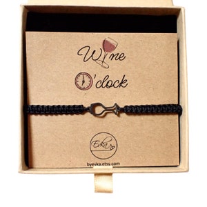 ZWARTE WIJN | ARMBAND | gepersonaliseerde cadeaukaart | vriendschapsfeestarmband | wijnglas | aangepaste tekst | waterbestendig