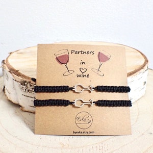 DOS PULSERAS DE VINO / tarjeta de regalo personalizada / novia en equipo / copa de vino / vino juntos / set para dos / despedida de soltera