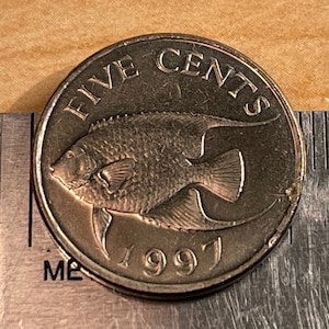 Angelfish & Queen Elizabeth Bermuda Authentic Coin Money for Jewelry and Craft Making