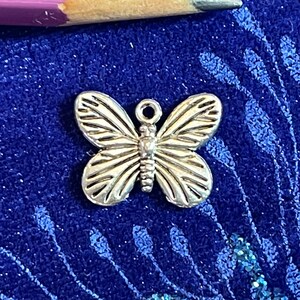 Butterfly charm - 12x17 mm - Antique Silver plated - garden themed boho pendant drop for personalized jewelry
