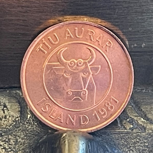 Bull & Squid Iceland Authentic Coin 10 Aurar for Jewelry and Crafting