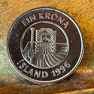 Riesen Bergrisi & Cod Fish Krona Island Authentisches Münzgeld für Schmuck und Bastelherstellung