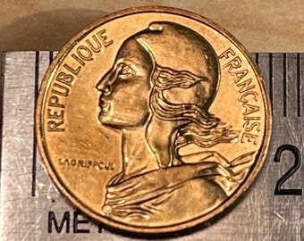 Marianne & Liberty Cap 5 céntimos Moneda auténtica francesa dinero para joyería y artesanía (gorra frigia)