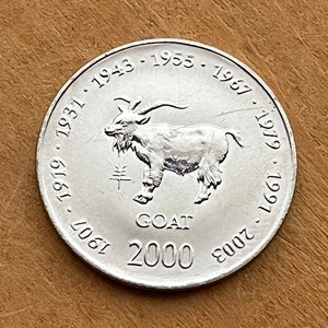 Year of the Goat Chinese Zodiac 10 Shillings Somalia Authentic Coin Money for Jewelry and Craft Making 1955 1967 1979 1991 2003