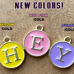 Letter charmschoose black, white, blue, pink, red, yellow, purple or green. Spell name, initials double sided enamel alphabet jewelry image 3