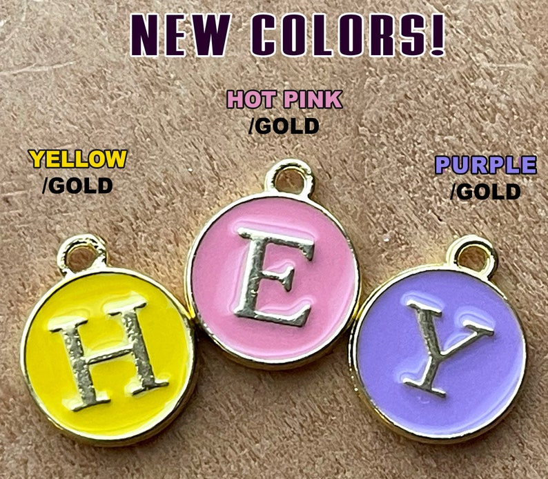 Letter charmschoose black, white, blue, pink, red, yellow, purple or green. Spell name, initials double sided enamel alphabet jewelry image 3