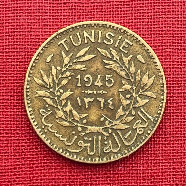 Olive Wreath 1 Franc Tunisia Authentic Coin Money for Jewelry and Craft Making (Tunisian Labour) (Chambers of Commerce Token) CONDITION:FINE