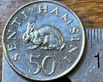 Bunyoro Rabbit & President Mwinyi Tanzania 50 Senti Authentic Coin Charm for Jewelry and Craft Making