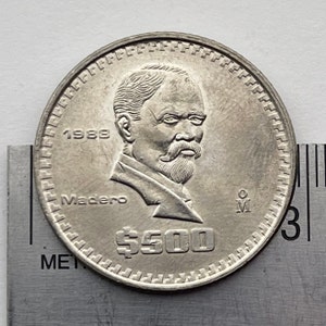 Francisco Madero (LARGE) & Eagle with Snake 500 Pesos Mexico Authentic Coin Money for Jewelry and Craft Making (President of Mexico)