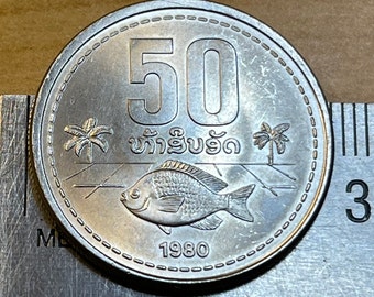 Tilapia Fish 50 Att Laos Authentic Coin Money for Jewelry and Craft Making