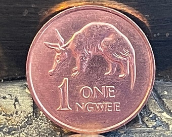 Aardvark 1 Ngwee Zambia Authentic Coin Money for Jewelry and Craft Making
