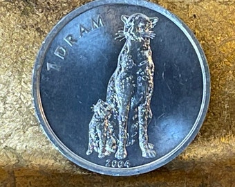 Cheetah w/ Cub Nagorno-Karabakh 1 Dram Authentic Coin for Jewelry and Craft Making